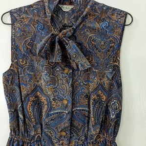 Size 10 Japanese Vintage Blue Paisley Dress